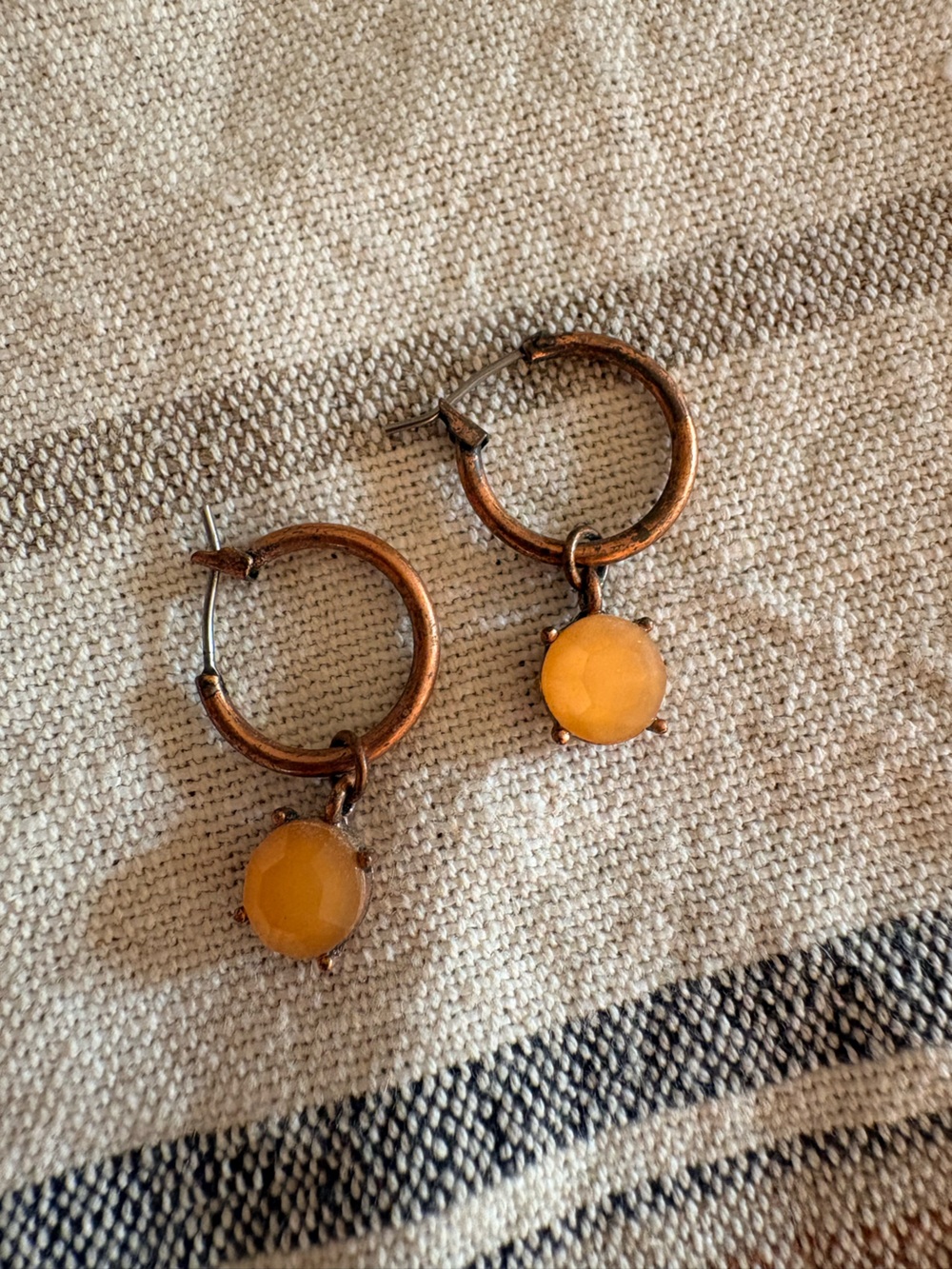 Yellow Stone Dangle Hoop Earrings - Unbranded